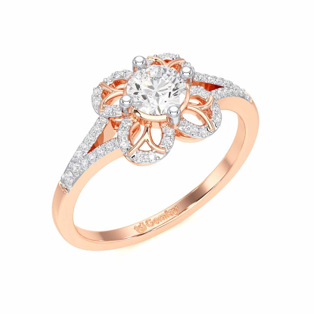 Radiant Blossom Solitaire Ring - Rose Gold - Image 1