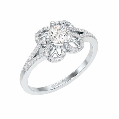 Radiant Blossom Solitaire Ring - White Gold - Image 1