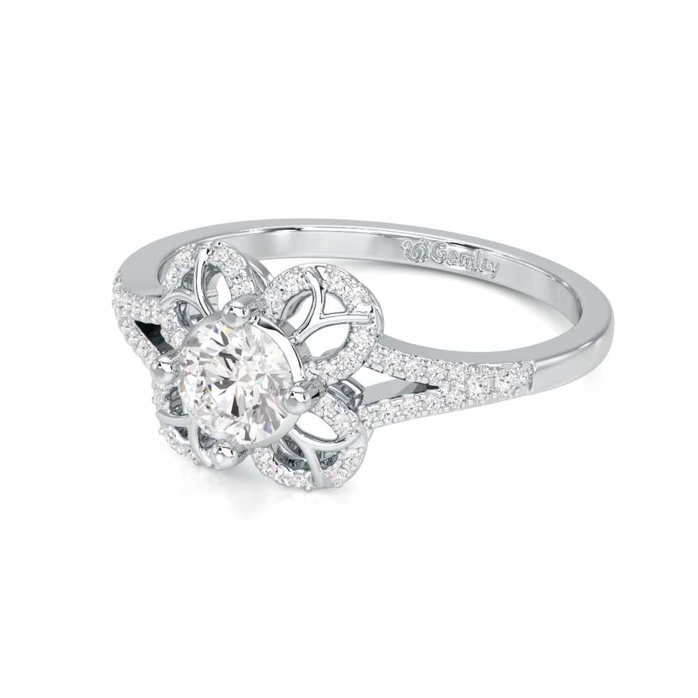Radiant Blossom Solitaire Ring - White Gold - Image 2