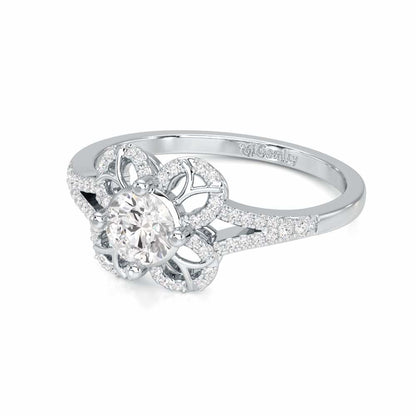 Radiant Blossom Solitaire Ring - White Gold - Image 2