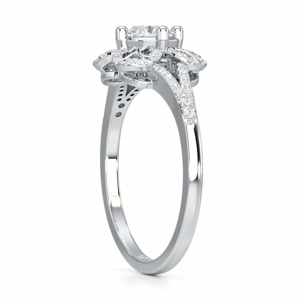 Radiant Blossom Solitaire Ring - White Gold - Image 3