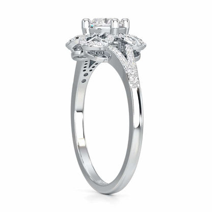 Radiant Blossom Solitaire Ring - White Gold - Image 3