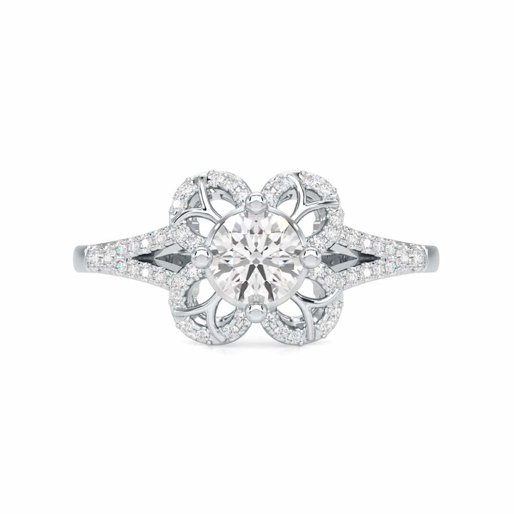Radiant Blossom Solitaire Ring - White Gold - Image 4