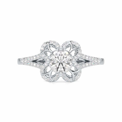 Radiant Blossom Solitaire Ring - White Gold - Image 4