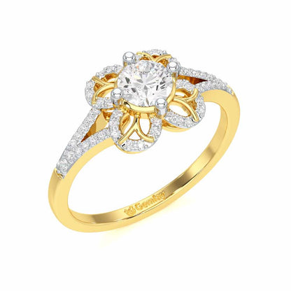 Radiant Blossom Solitaire Ring - Yellow Gold - Image 1