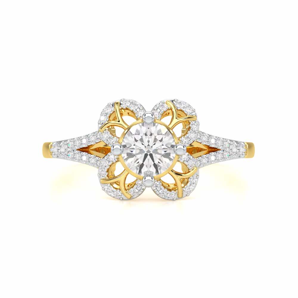 Radiant Blossom Solitaire Ring - Yellow Gold - Image 4