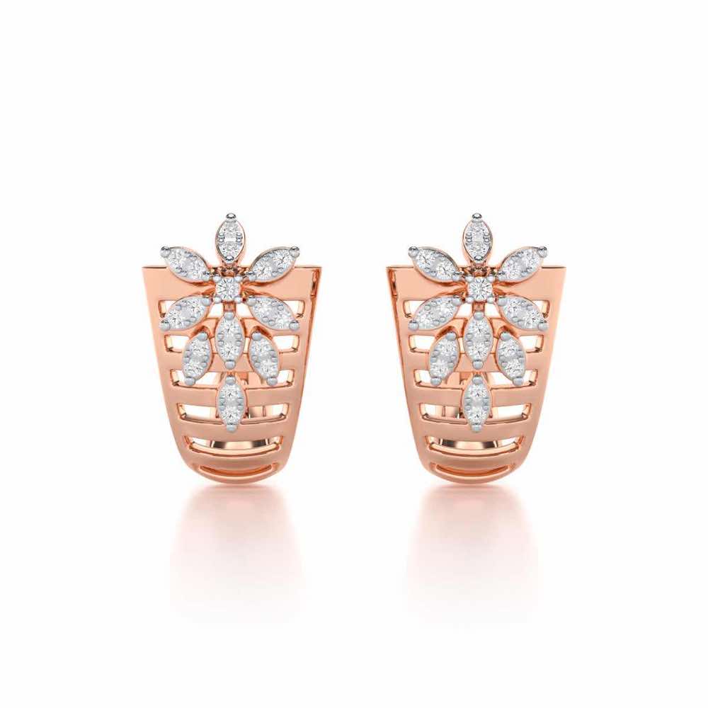 Radiant Charm Silver Stud Earrings - Rose Gold - Image 1