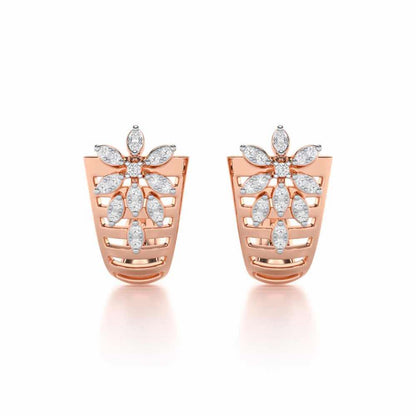 Radiant Charm Silver Stud Earrings - Rose Gold - Image 1