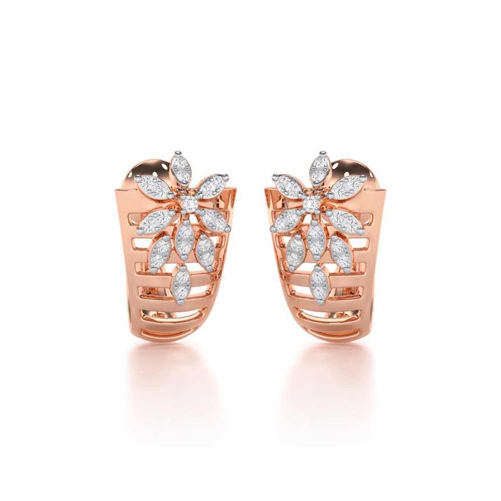 Radiant Charm Silver Stud Earrings - Rose Gold - Image 2