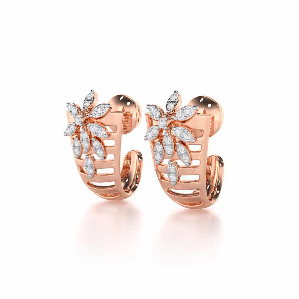 Radiant Charm Silver Stud Earrings - Rose Gold - Image 3