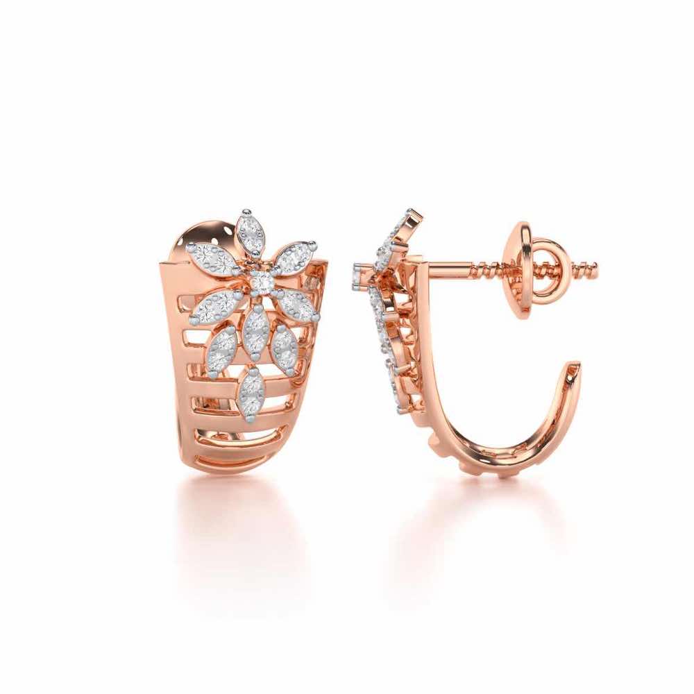 Radiant Charm Silver Stud Earrings - Rose Gold - Image 4