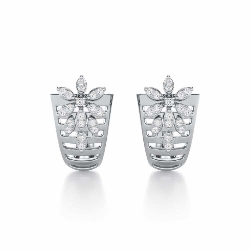 Radiant Charm Silver Stud Earrings - White Gold - Image 1