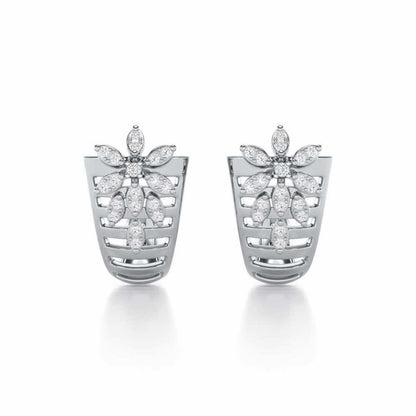 Radiant Charm Silver Stud Earrings - White Gold - Image 1