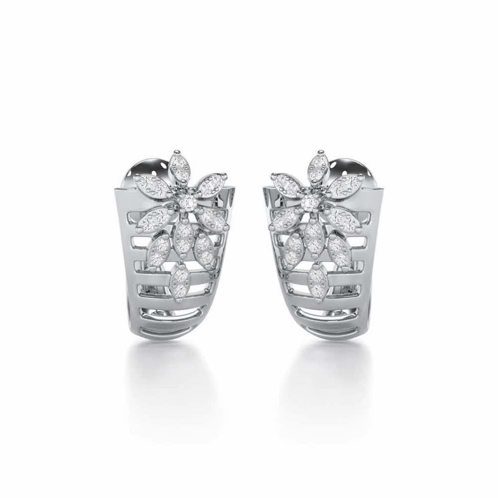 Radiant Charm Silver Stud Earrings - White Gold - Image 2