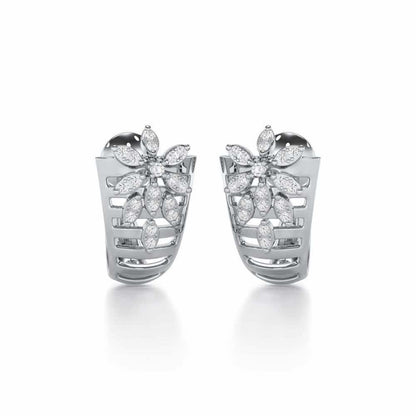 Radiant Charm Silver Stud Earrings - White Gold - Image 2
