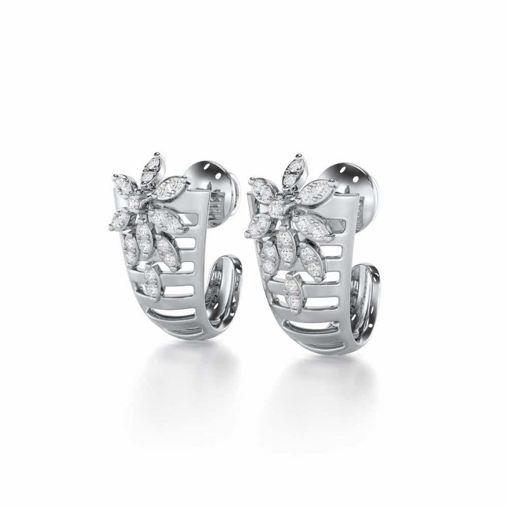 Radiant Charm Silver Stud Earrings - White Gold - Image 3