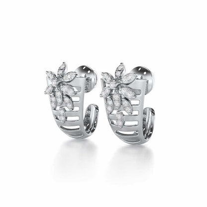 Radiant Charm Silver Stud Earrings - White Gold - Image 3