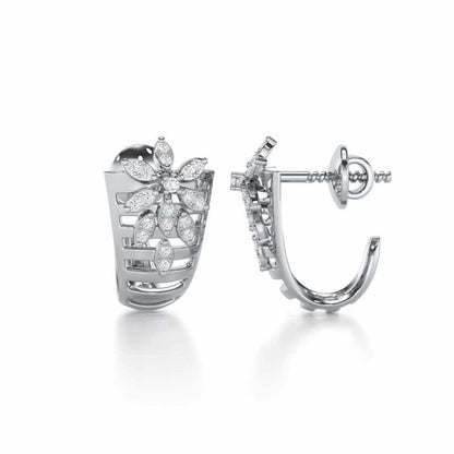 Radiant Charm Silver Stud Earrings - White Gold - Image 4
