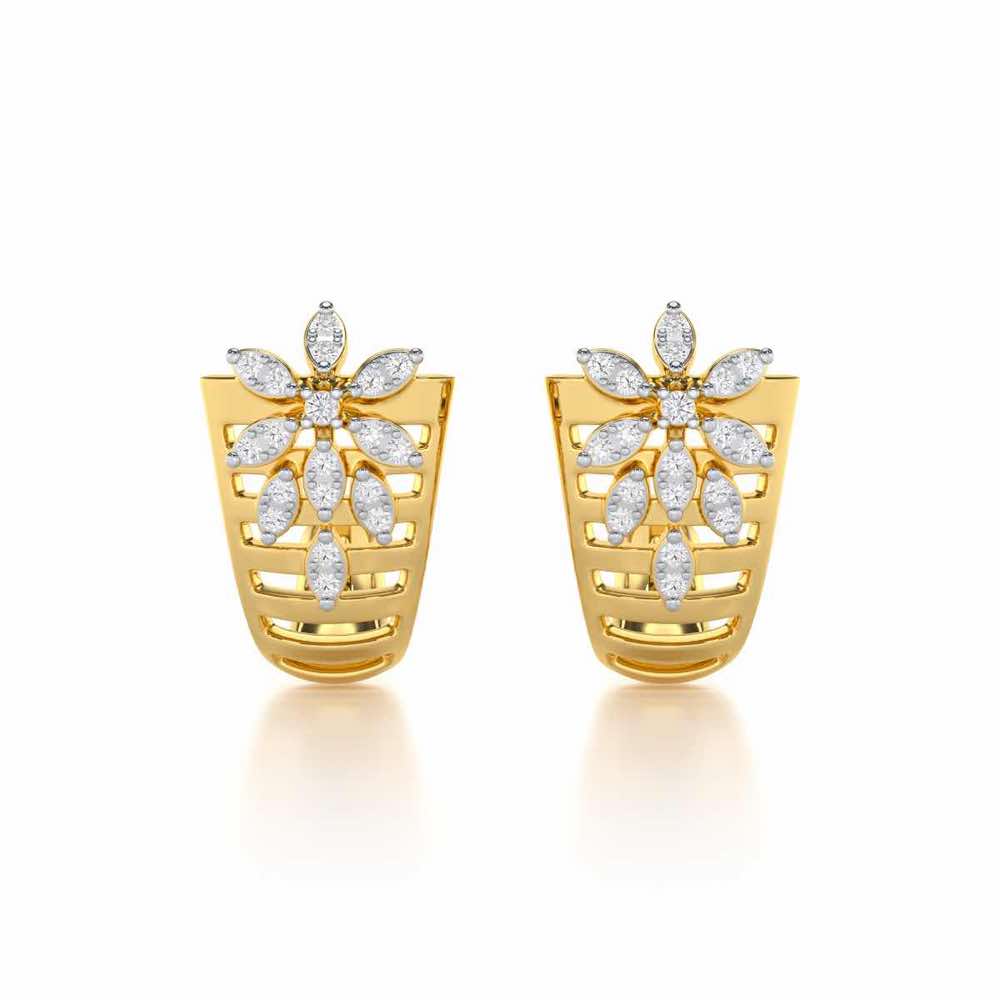 Radiant Charm Silver Stud Earrings - Yellow Gold - Image 1