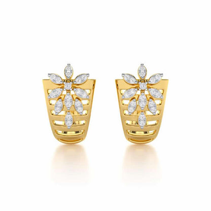 Radiant Charm Silver Stud Earrings - Yellow Gold - Image 1