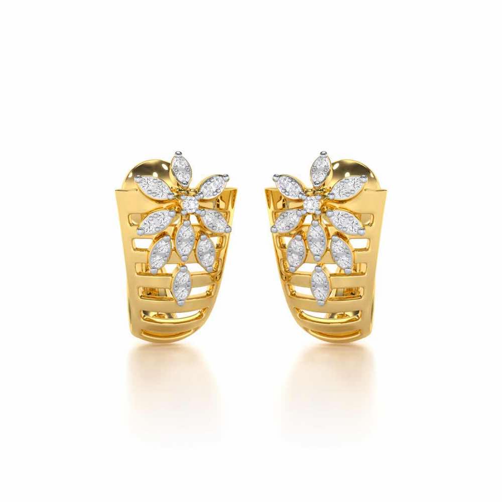 Radiant Charm Silver Stud Earrings - Yellow Gold - Image 2
