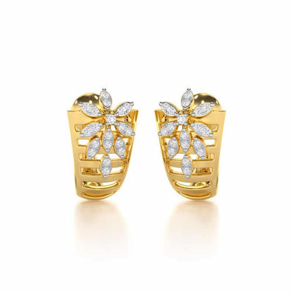 Radiant Charm Silver Stud Earrings - Yellow Gold - Image 2