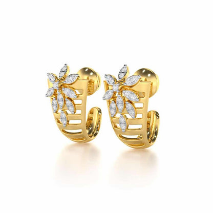 Radiant Charm Silver Stud Earrings - Yellow Gold - Image 3