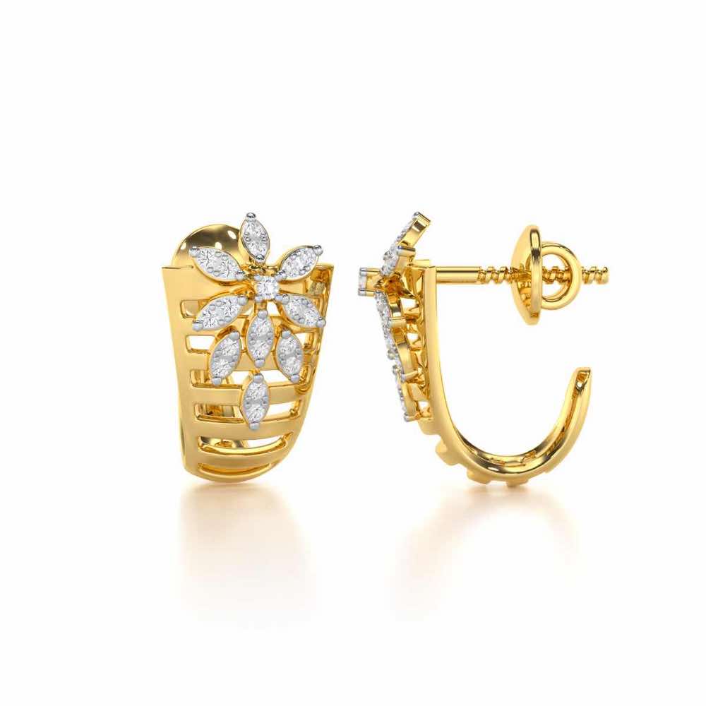 Radiant Charm Silver Stud Earrings - Yellow Gold - Image 4