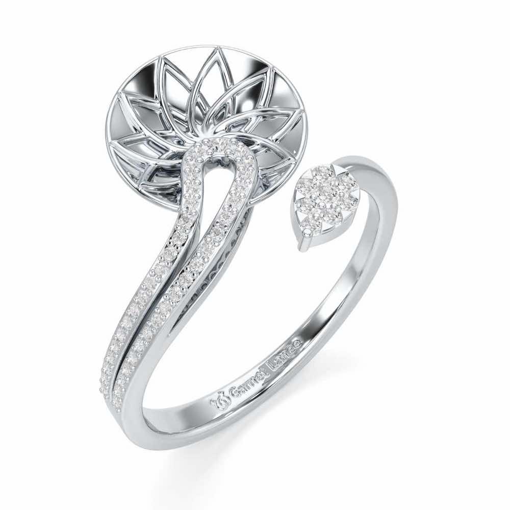 Radiant Flora Silver Ring - White Gold - Image 1
