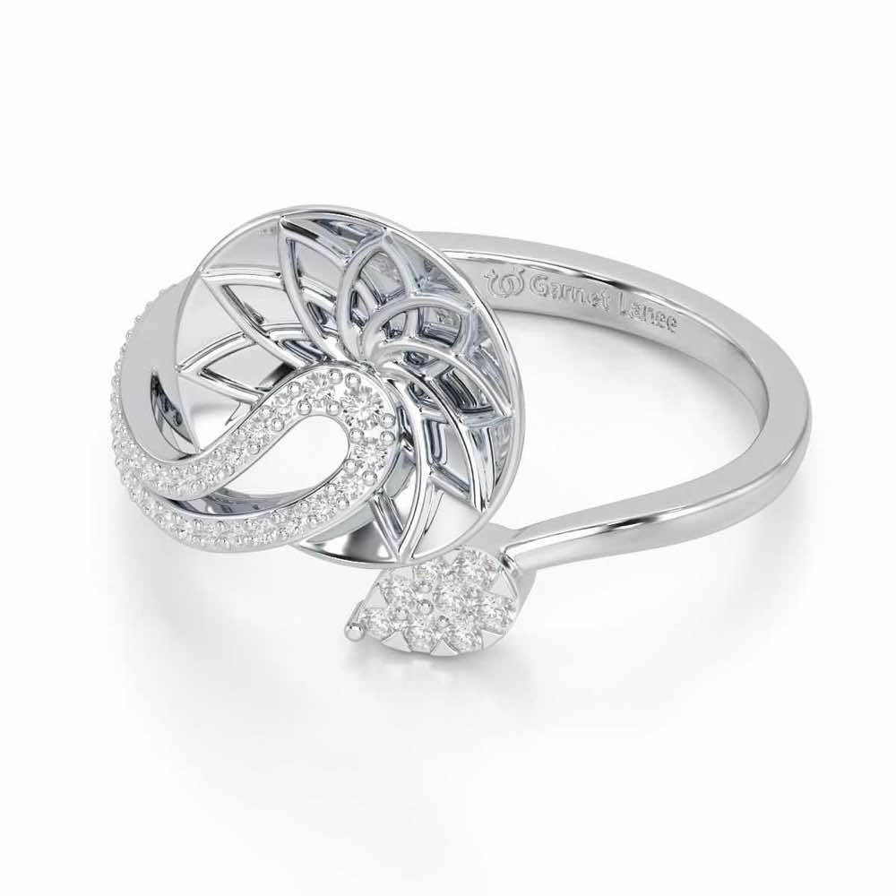 Radiant Flora Silver Ring - White Gold - Image 2