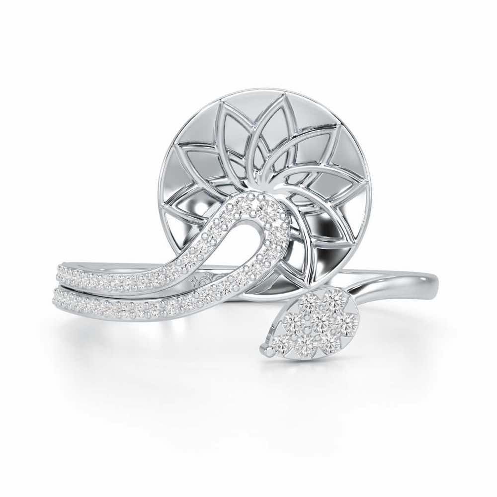 Radiant Flora Silver Ring - White Gold - Image 4