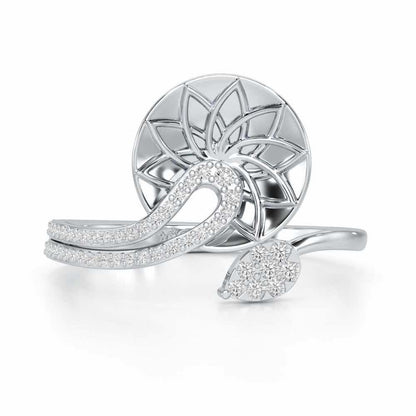 Radiant Flora Silver Ring - White Gold - Image 4