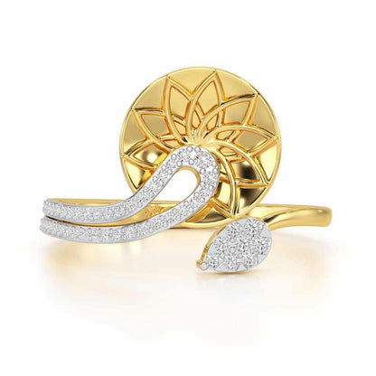 Radiant Flora Silver Ring - Yellow Gold - Image 4