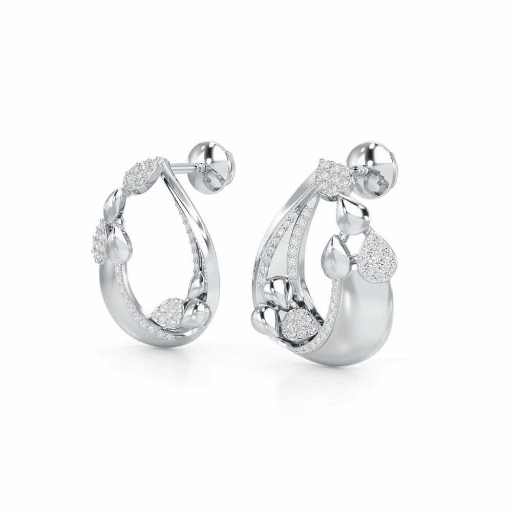 Radiant Gleam Silver Earrings - White Gold - Image 3