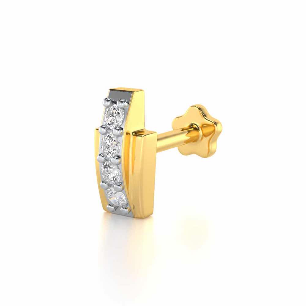Radiant Line Silver Nosepin - Yellow Gold - Image 2