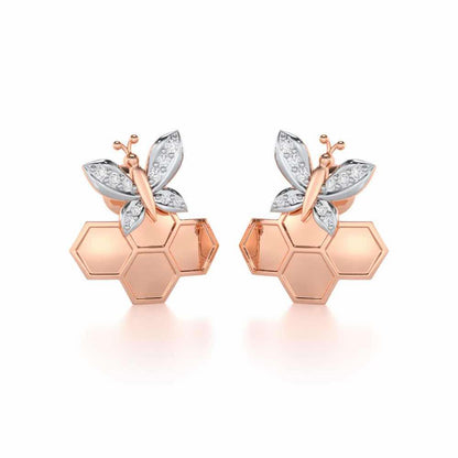 Radiant Nurture Silver Earrings - Rose Gold - Image 2