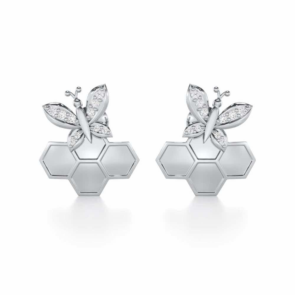 Radiant Nurture Silver Earrings - White Gold - Image 1