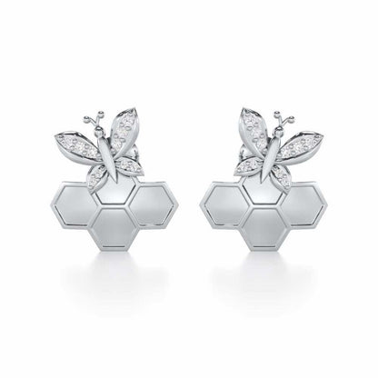 Radiant Nurture Silver Earrings - White Gold - Image 1