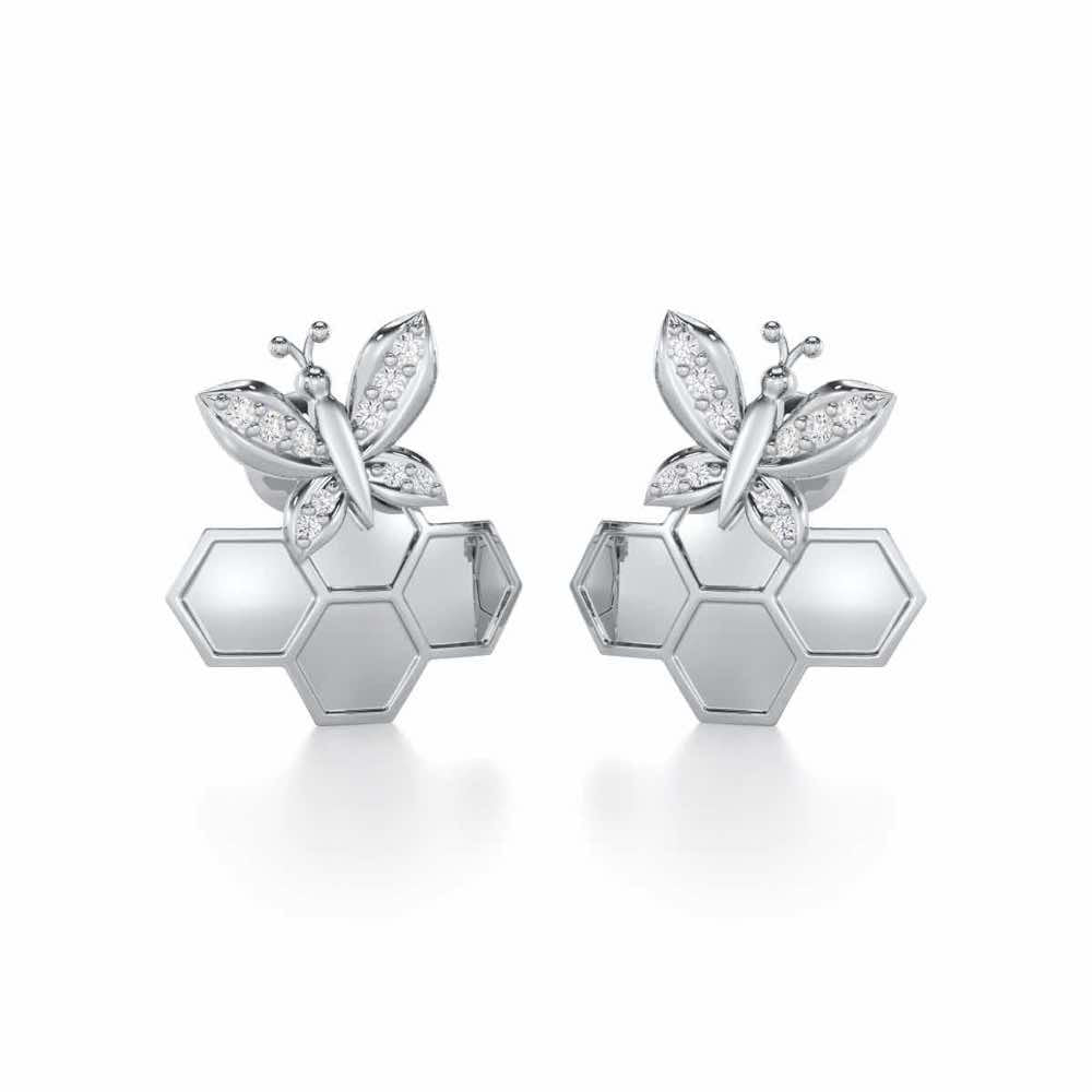 Radiant Nurture Silver Earrings - White Gold - Image 2