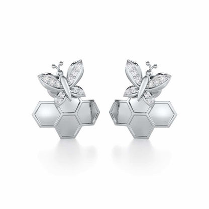 Radiant Nurture Silver Earrings - White Gold - Image 2
