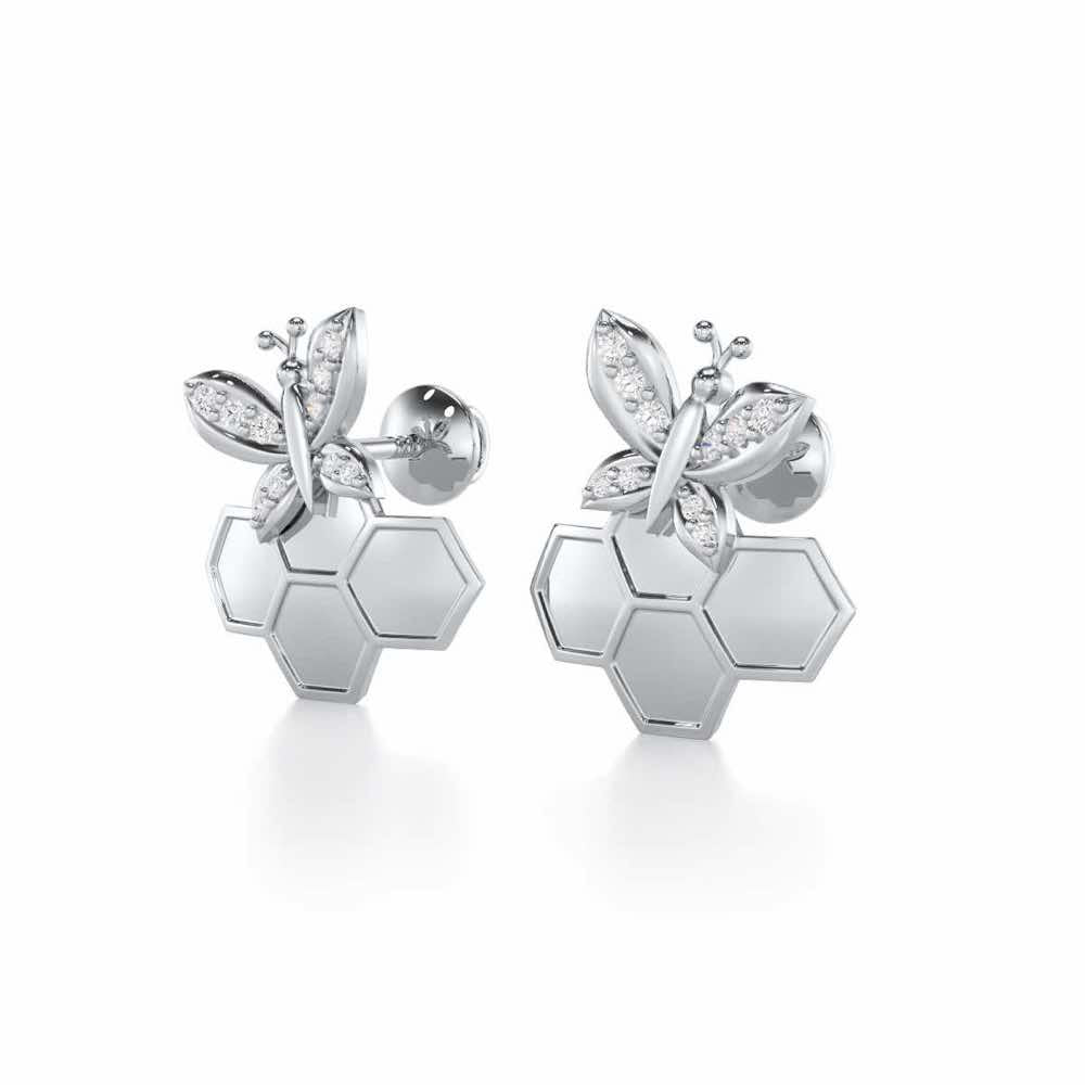 Radiant Nurture Silver Earrings - White Gold - Image 3