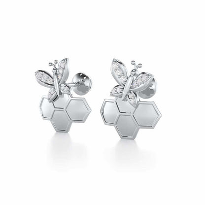Radiant Nurture Silver Earrings - White Gold - Image 3