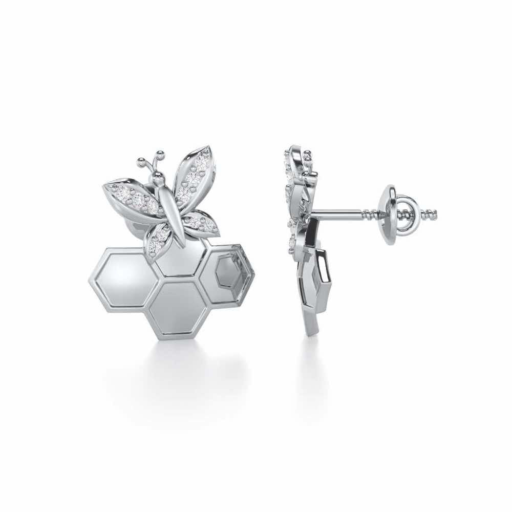 Radiant Nurture Silver Earrings - White Gold - Image 4