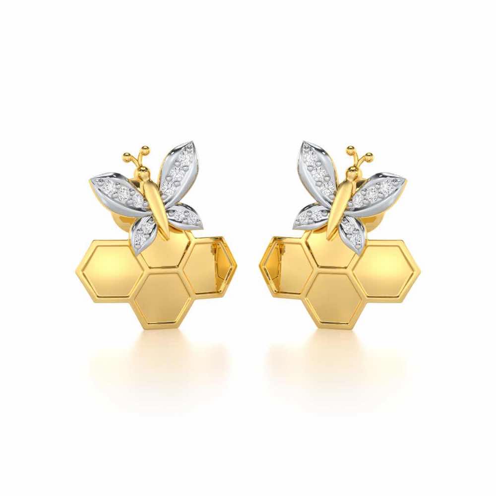 Radiant Nurture Silver Earrings - Yellow Gold - Image 2