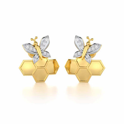 Radiant Nurture Silver Earrings - Yellow Gold - Image 2