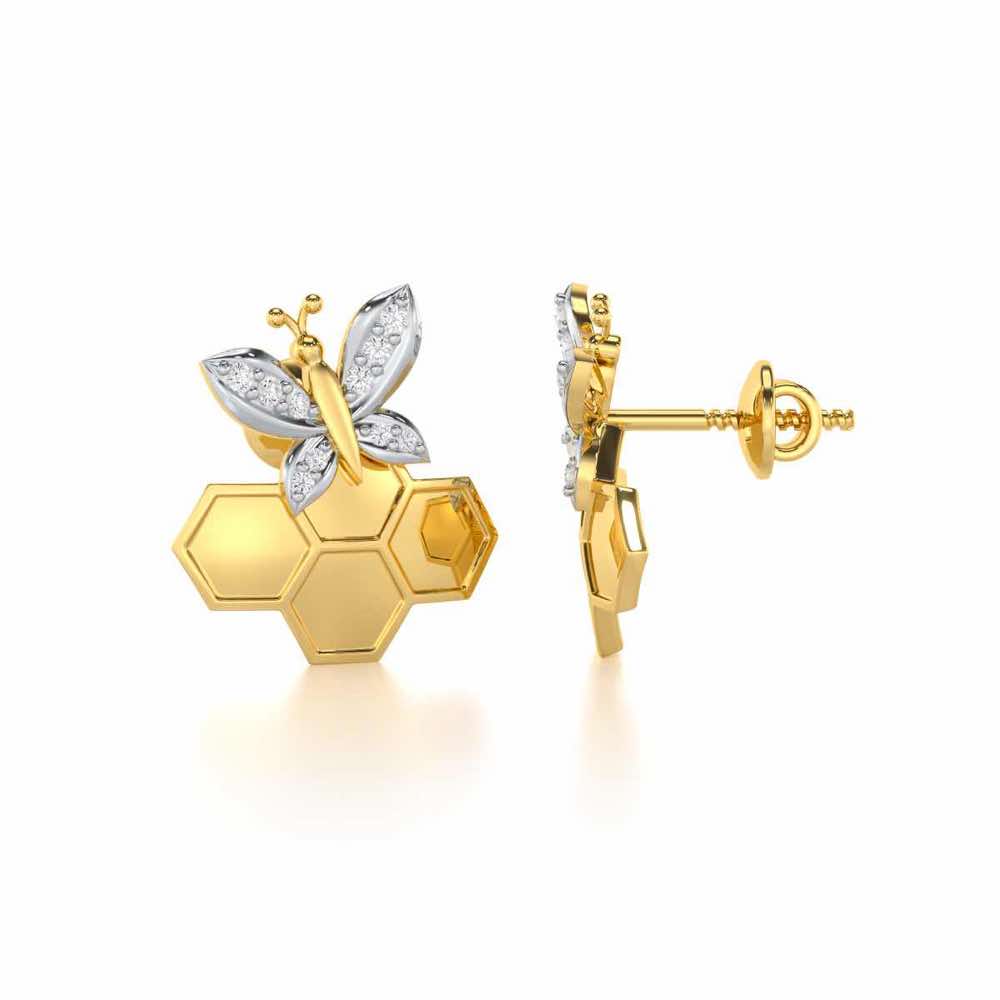 Radiant Nurture Silver Earrings - Yellow Gold - Image 4