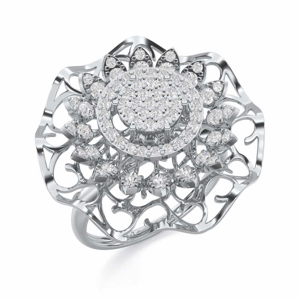 Radiant Pinnacle Silver Ring - White Gold - Image 1