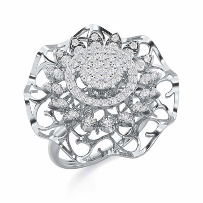 Radiant Pinnacle Silver Ring - White Gold - Image 1