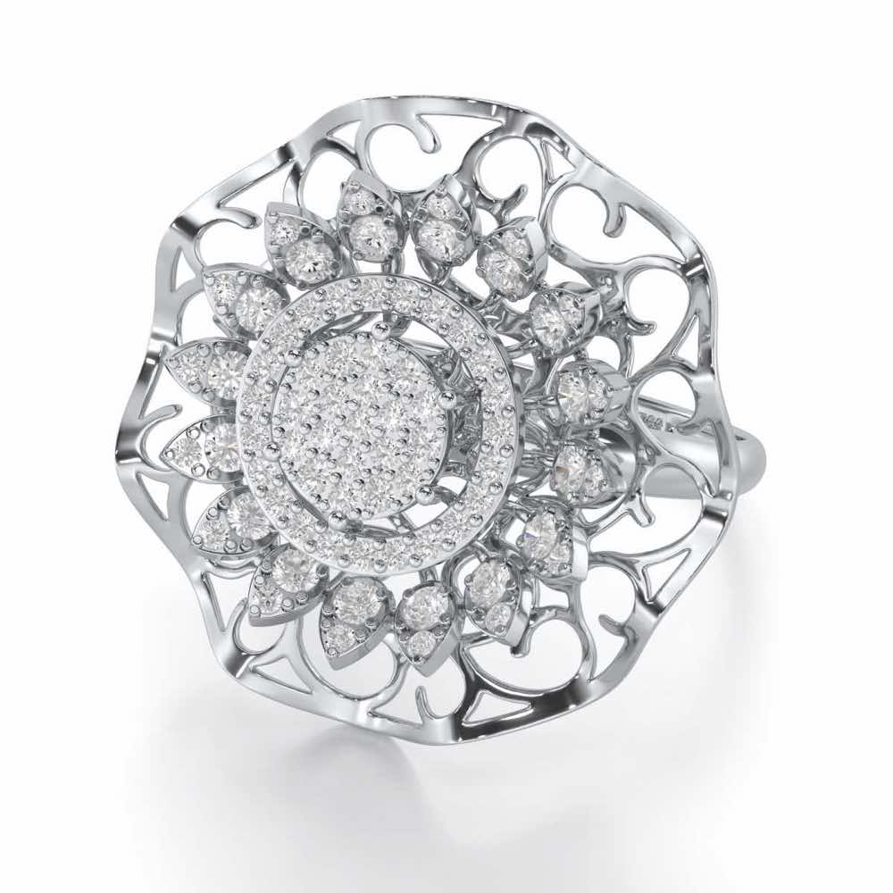 Radiant Pinnacle Silver Ring - White Gold - Image 2