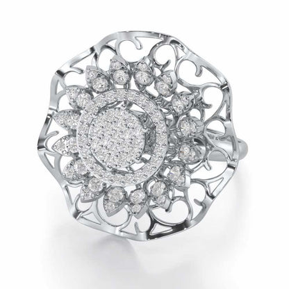 Radiant Pinnacle Silver Ring - White Gold - Image 2